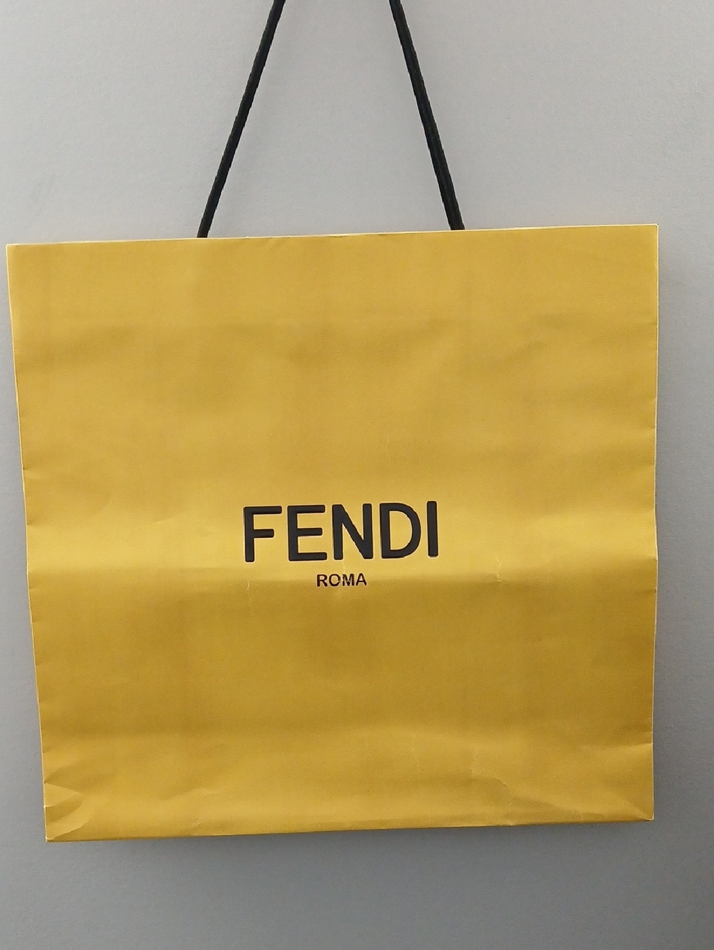Fendi Yellow Shopping Bag with Black Logo and Handles